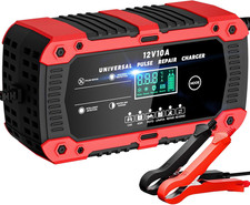 Caricabatterie 10A 12V Con Schermo Intelligente LCD Protezioni per Auto Moto SUV