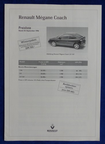 Renault megane coach listino - coach,