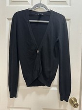 Cardigan Club Monaco un bottone nero minimalista accogliente piccolo cotone cashmere