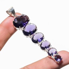 Ciondolo pietra preziosa ametista africana fatto a mano design antico solitar...