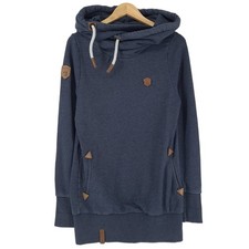 Naketano Pullover con Cappuccio Cotone Blu Classico Felpa Donna Sj6 Taglia XL