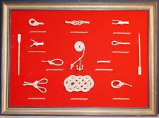 QUADRO MARINA CON NODI, CORNICE CON VELLUTO ROSSO- VINTAGE