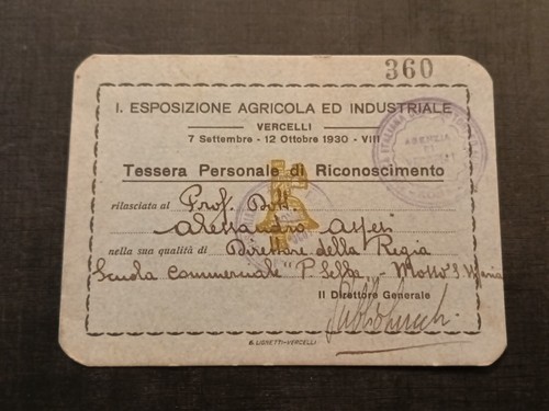 Tessera fascista esposizione - tessera,