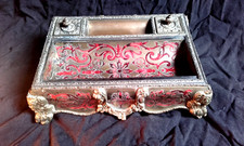 XIX Encrier bronze marqueterie boulle