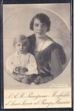 Cartolina Principessa Mafalda d'Assia Savoia col Principe Maurizio K3210