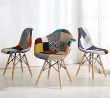 Sedia Patchwork Poltroncina Eiffel Tessuto Colorata Gambe Di Legno Faggio Design