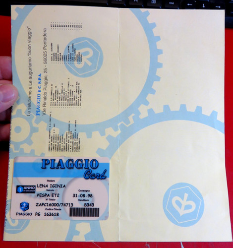 Contratto garanzia piaggio - contratto, di