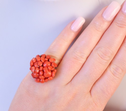 Large cocktail coral ring - large,