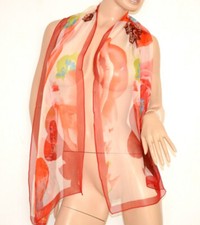 Foulard donna beige rosso
