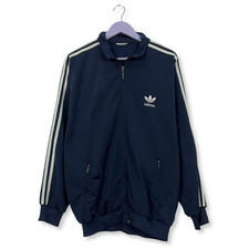 Felpa Adidas Vintage blu scura con zip - Taglia L/XL uomo
