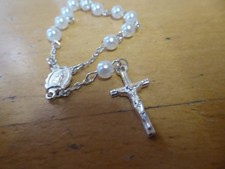 MINI WHITE PEARL ROSARY 13 cm