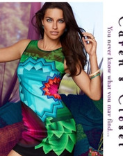 Abito elastico Desigual con stampa geometrica multicolore XXL