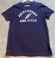 Abercrombie & Fitch T-Shirt Uomo Grafica Muscolare Top M Blu Navy Cotone