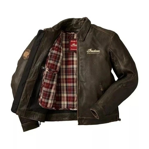 Giacca pelle moto uomo indiana