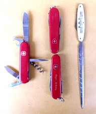 victorinox lotto di 3 ed 1 tagliacarte con temperino pubblicitario anni 60/70