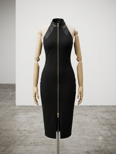 Abito nero ecopelle - nero, maglia