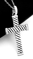 Collana con ciondolo DESIGNER CANADA~DAVID SIGAL argento sterling CROCE cavo