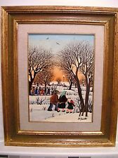 Quadro naif olio su tavola pittore Brenno Benatti 