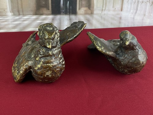 Coppia antiche statuine bronzo - antiche,