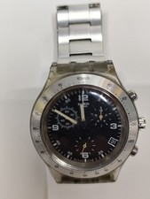 Swatch Irony Diaphane Cronografo Uomo Nero Alluminio Cinturino Originale