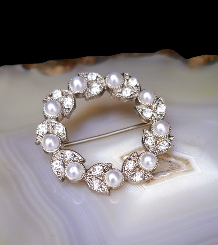 Spilla argento strass - perle, 3