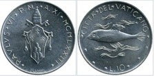 CITTÀ DEL VATICANO LIRE 10 PAPA  PAOLO VI ANNO 1973