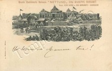 Cartolina di Viareggio, Stabilimento balneare Nettuno - Lucca, 1900