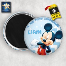 calamita magnete personalizzato COMPLEANNO TOPOLINO FESTA  IDEA REGALO NOME ETA'