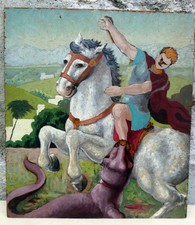 Anni 20/30 del '900 - dipinto ad olio su tavoletta - San Giorgio