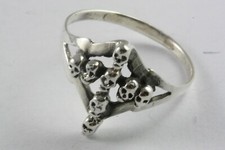 Anello a Teschio Biker Teschio Croce Anello IN Argento 925 Vero Argento / 570