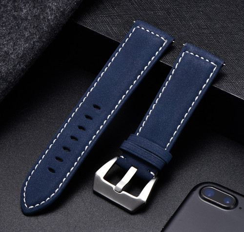 Cinturino orologio pelle blu - pelle,