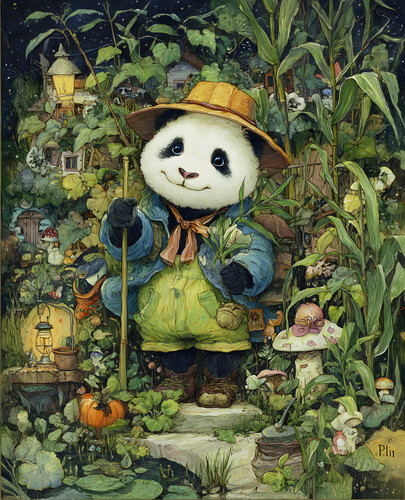 Stampa panda giardiniere che - giardiniere,