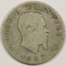 1863-M BN Italy Silver Lire