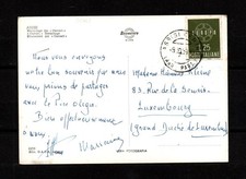 Destinazione LUSSEMBURGO, 25 L. Europa ISOLATO su cartolina, Storia Postale 1959