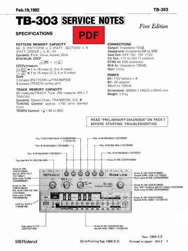 Roland 303 service - service, manual
