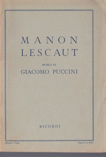 Puccini 1893 ricordi manon - puccini,
