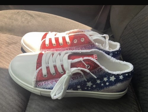 Scarpe rosse bianche blu - rosse, e