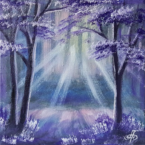 Quadro originale olio foresta
