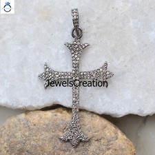 Ciondolo croce diamante pavè
