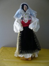 BAMBOLA  SARDA VINTAGE-COSTUME TIPICO FEMMINILE -cm.30 BELLISSIMA! FIRMATA