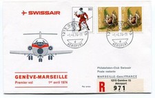 FFC 1974 Swissair Club First Flight Geneve Marseille France REGISTERED