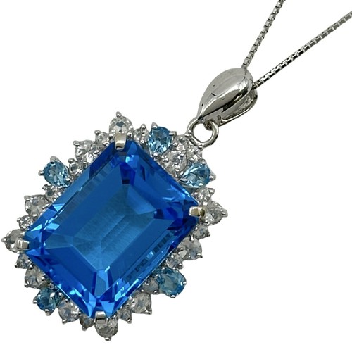 Collana topazio blu oro bianco