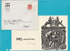 TRANQUILLO MARANGONI, MONFALCONE 21.12.1961, CARTONCINO  AUGURALE AUTOGRAFO, FVG