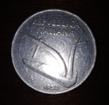 Moneta 10 lire del 1952 della