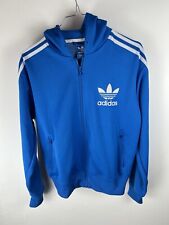 Adidas Hoodie Felpa Cappuccio Blu e Bianco Taglia S Uomo Uomo Donna