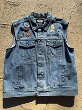 Gilet vintage Harley-Davidson blu jeans denim uomo grande toppa aquila