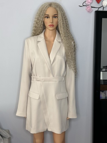 Zara cream belted blazer dress - blazer,