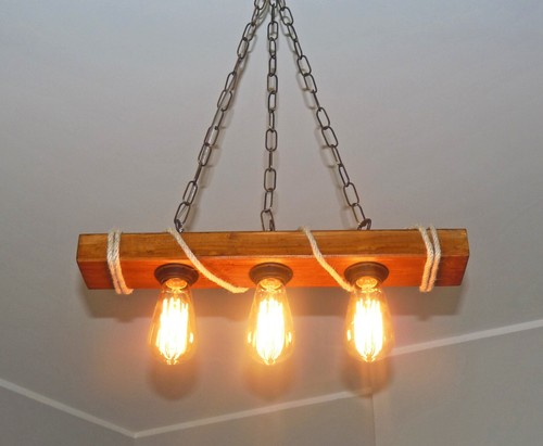 Lampadario legno corda a - lampadario,