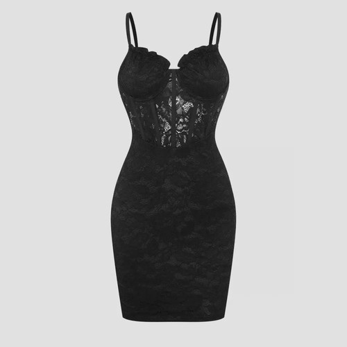 Vestito sexy pizzo nero corto - sexy,