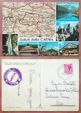 Saluti dalla CARNIA 1974 TIMBRO: COLONIA ACCIAIERIE LAUCO - Carta Mappa T.C.I.
